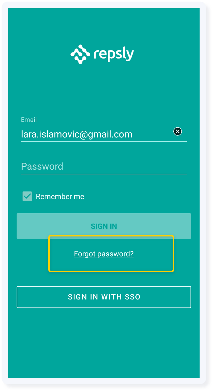 How to reset your password from the mobile app – Repsly Knowledge Base